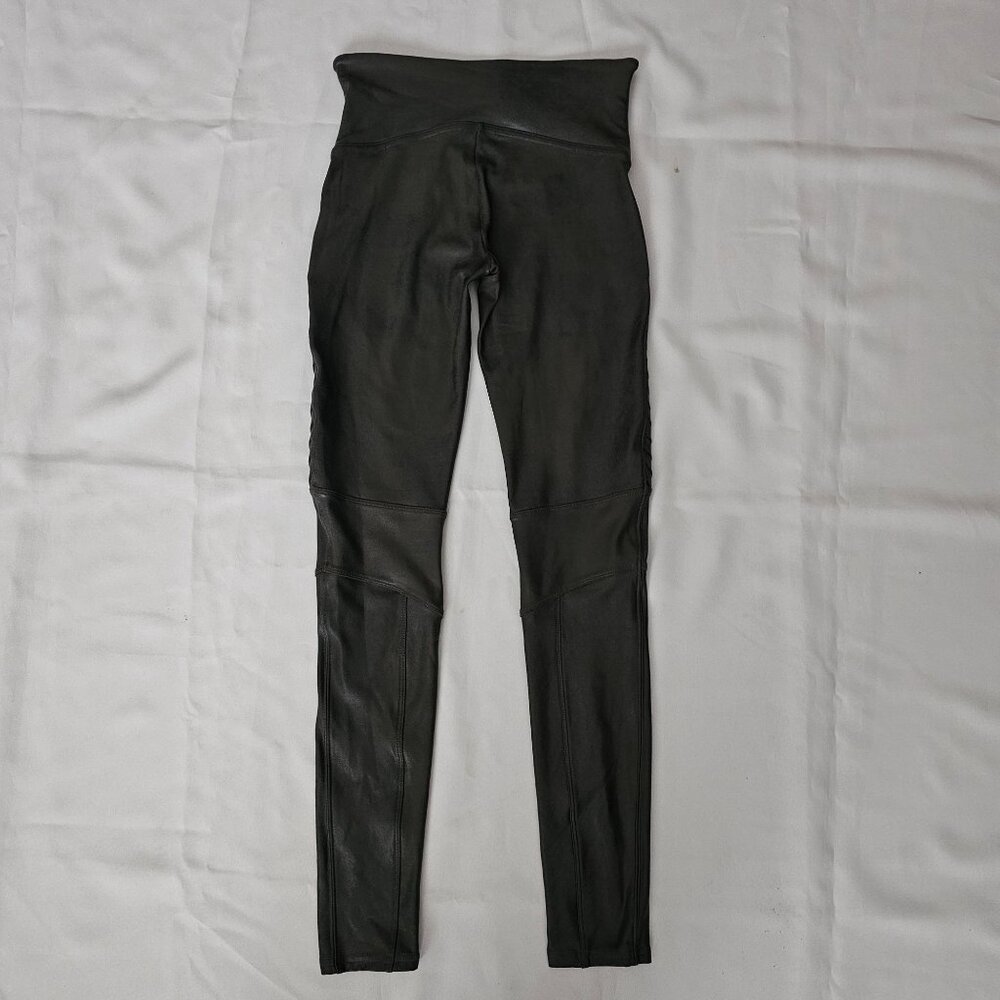 SPANX Women's Black Faux Leather High Waist Contoured Moto Leggings Size M/M - Picture 4 of 10